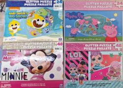 CASSE-TÊTE 24 OU 48 PIÈCES SCINTILLANT (PEPPA PIG, L.O.L SURPRISE!, MINNIE MOUSE OU BABY SHARK) ASST